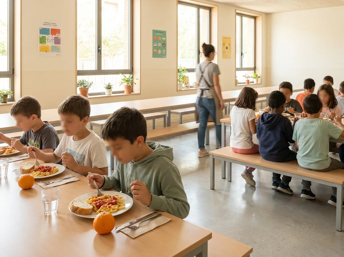 Mà infantil amb un tiquet de menjador al costat d'una capseta amb dinar
